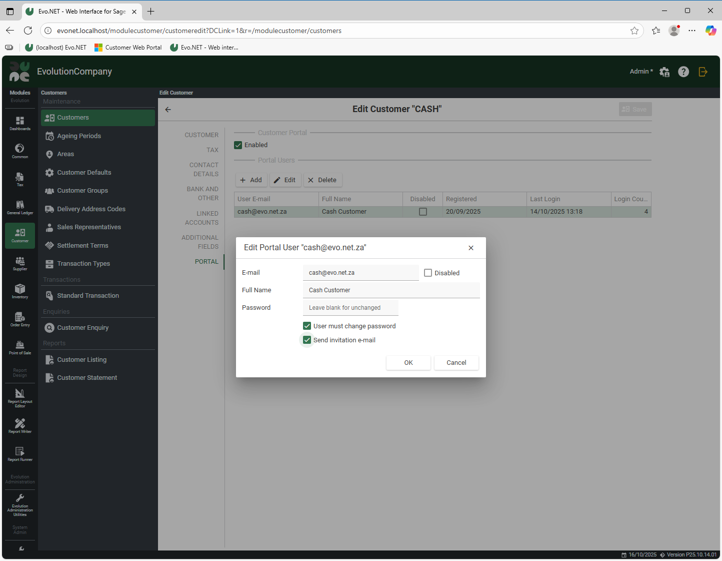 Customer Add Customer Portal User