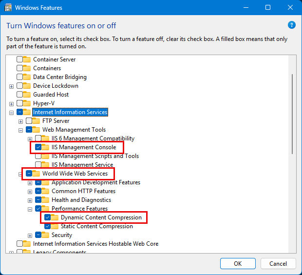 Windows 11 IIS Features