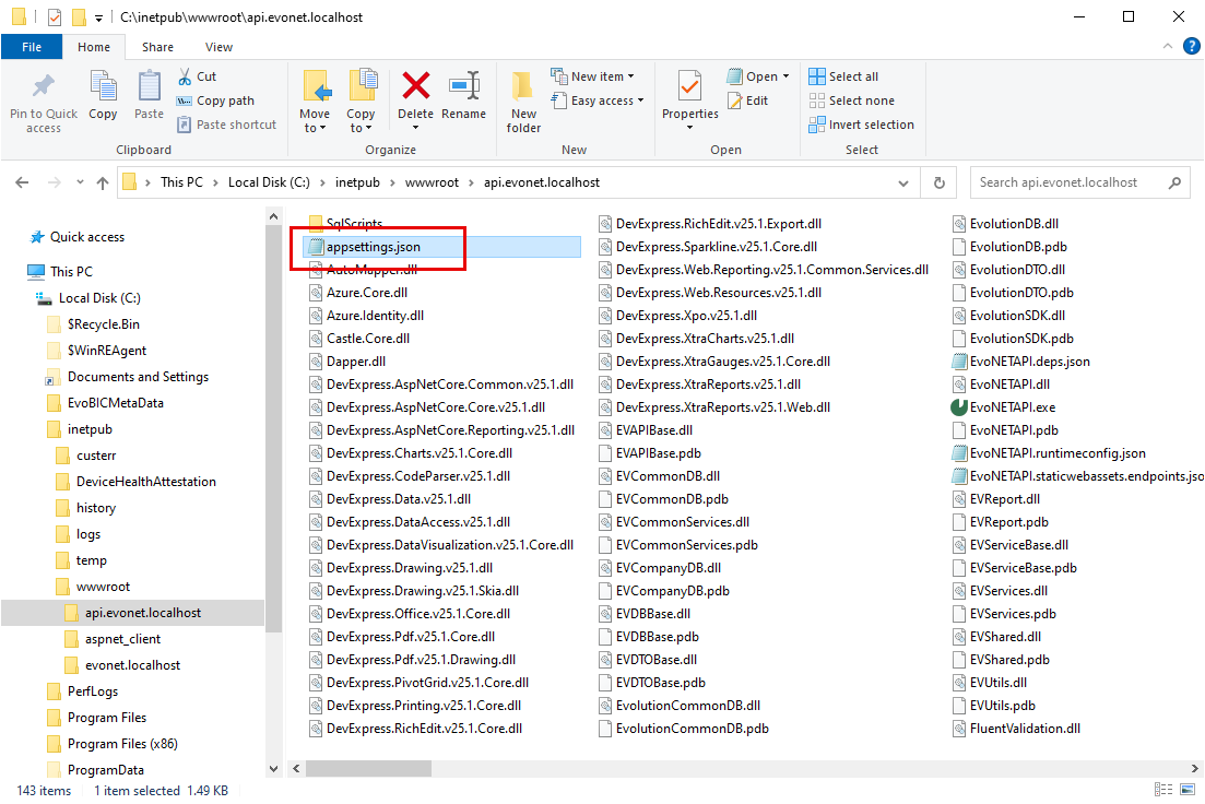 Open appsettings.json
