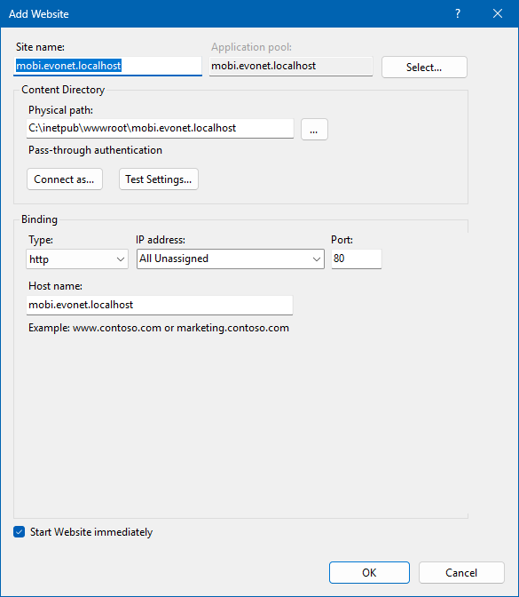 IIS Create Mobile Website