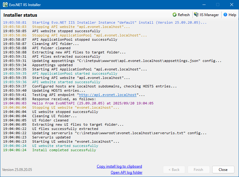 Installer Instance Status