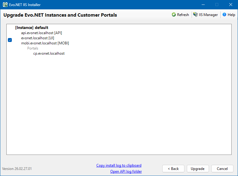 Installer Upgrade Configuration