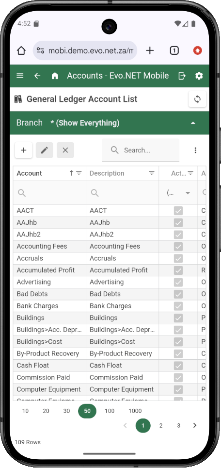 General Ledger Account List
