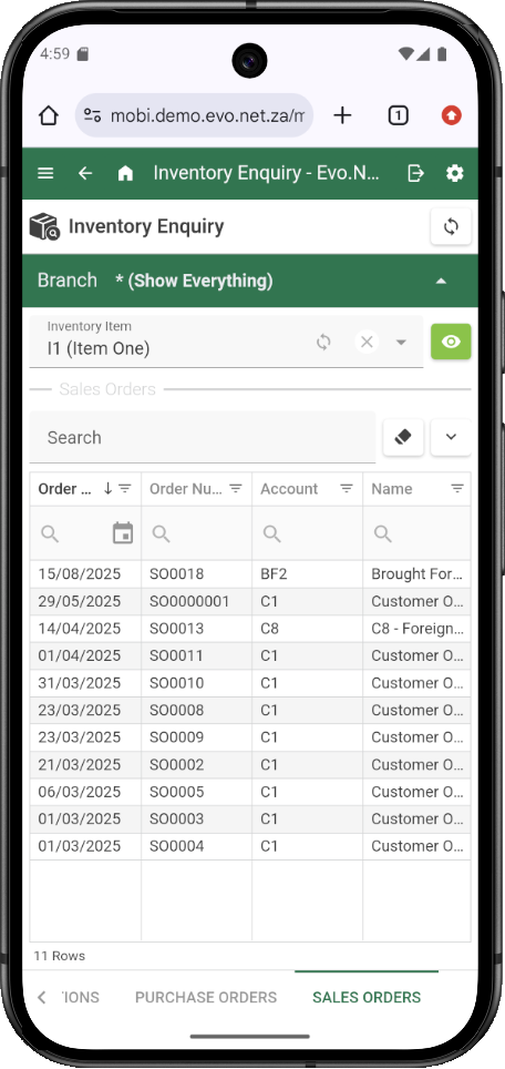 Inventory Sales Orders
