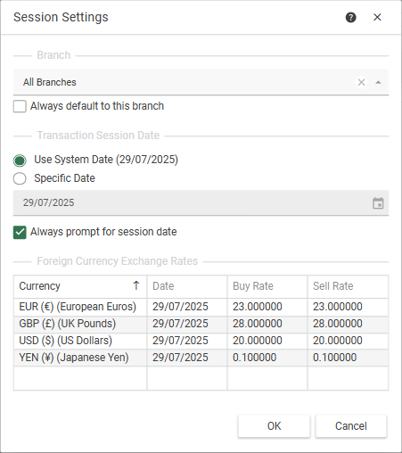 Session Settings Prompt