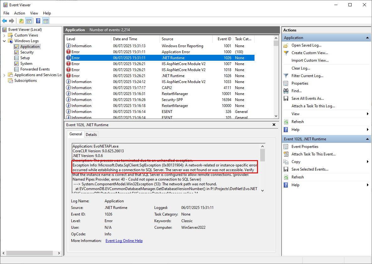 EventViewer Log